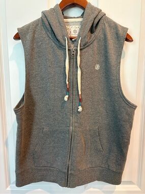 Element Brand Heather Gray Sleeveless Full Zip Hoodie Vest - XL